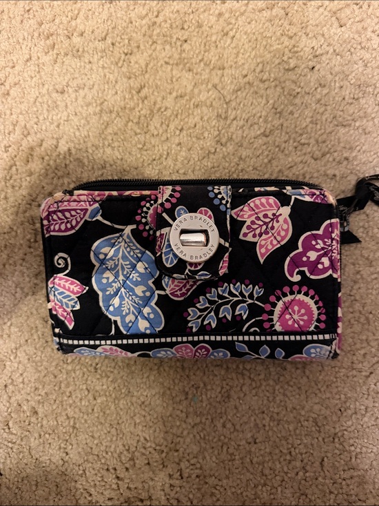 Vera Bradley Handbags - Vera Bradley Black Floral Quilted Wallet